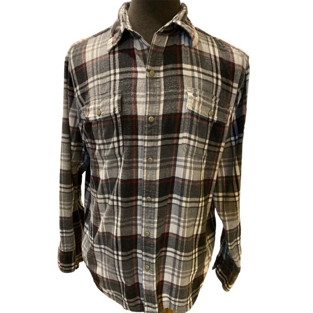 Large Timberland Gray Flannel Button Down Shirt